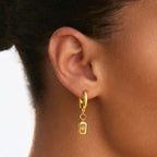 18K Gold Plated Celestial Star Zircon Charm Hoops