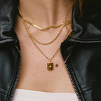 18K Gold Plated North Star Rectangle Tag Pendant Necklace