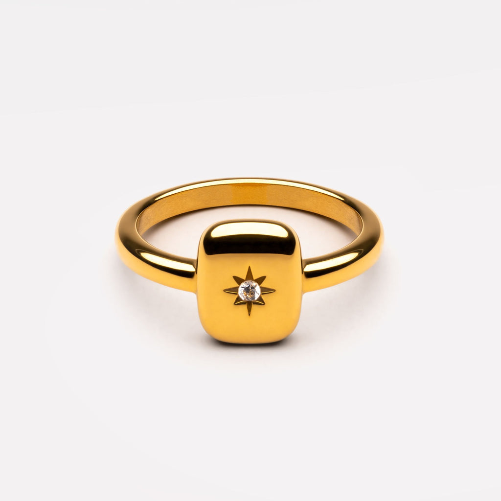 18K Gold Plated Starlight Moonstone Band Ring