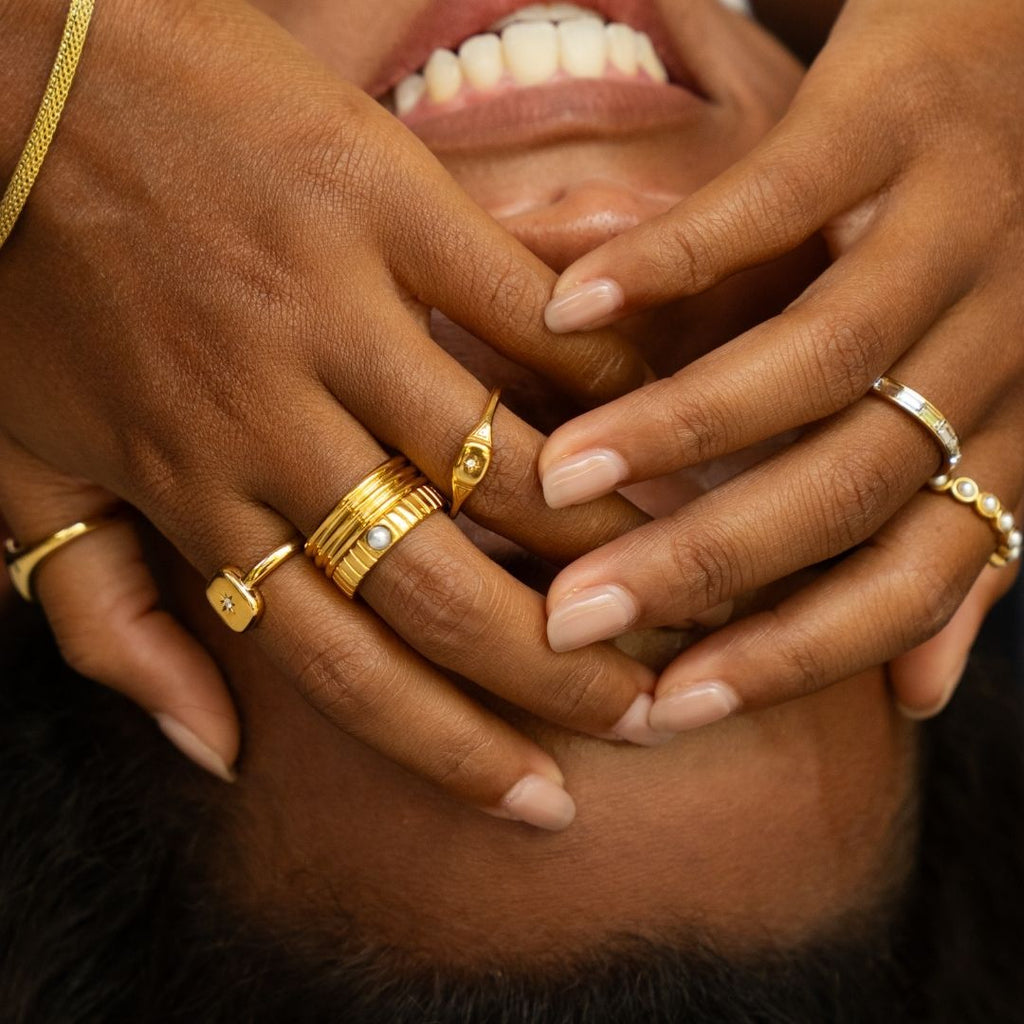 18K Gold Plated Starlight Heirloom Signet Ring