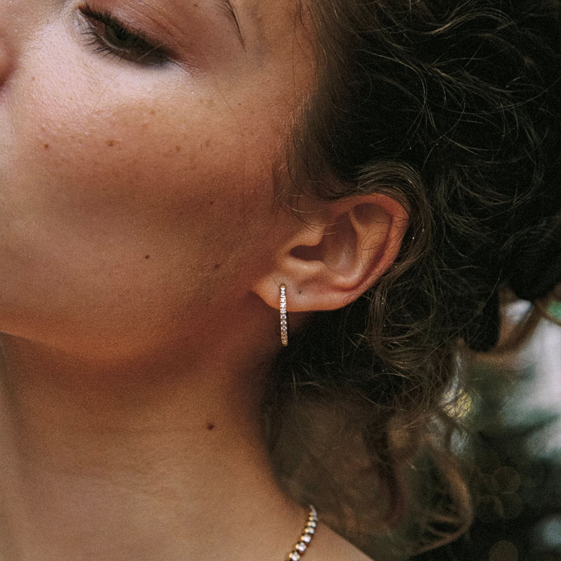 18K Gold Plated Large Pavé Crystal Statement Hoops