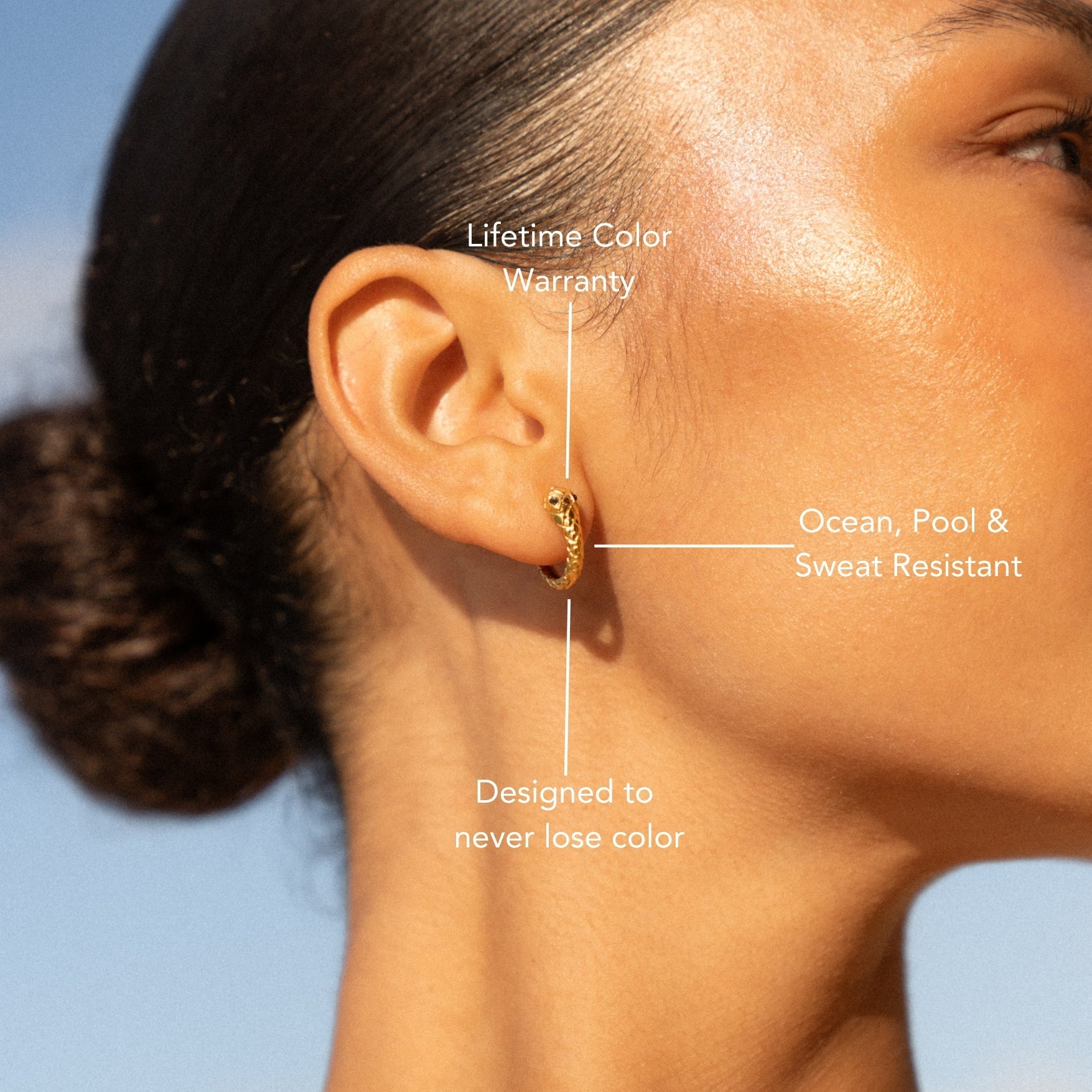 18K Gold Plated Snake Hoop Earrings