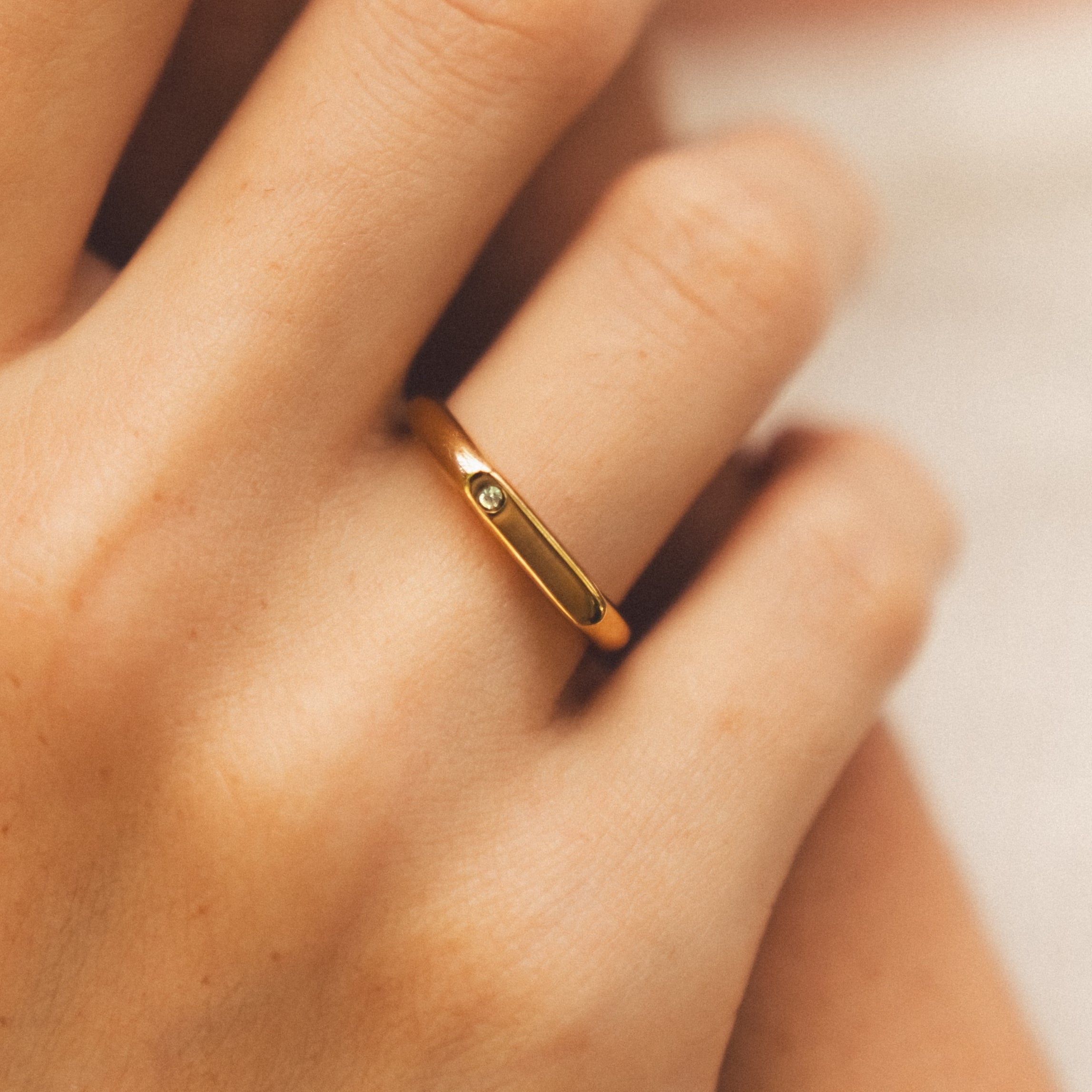 18K Gold Plated Lumi White Zircon Signet Ring