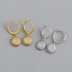 18K Gold Plated Helios Sun Zirconia Hoop Earrings