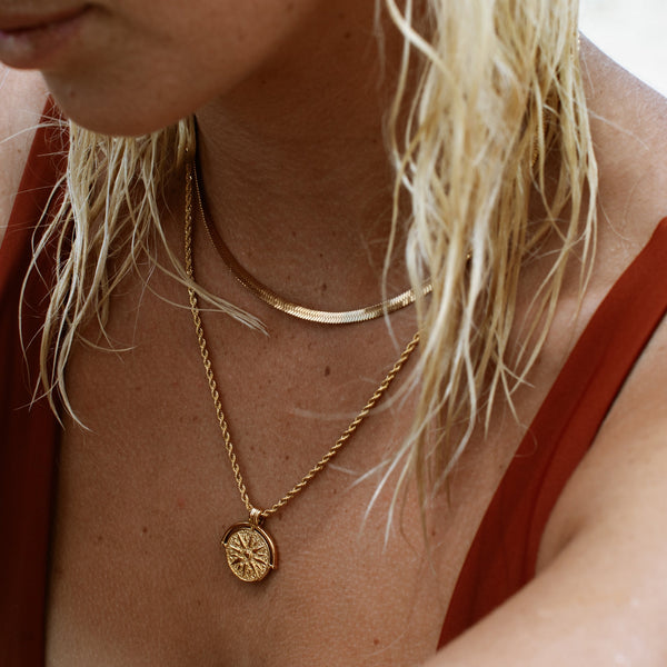Herringbone Choker & Gold Sun Necklace Bundle Set