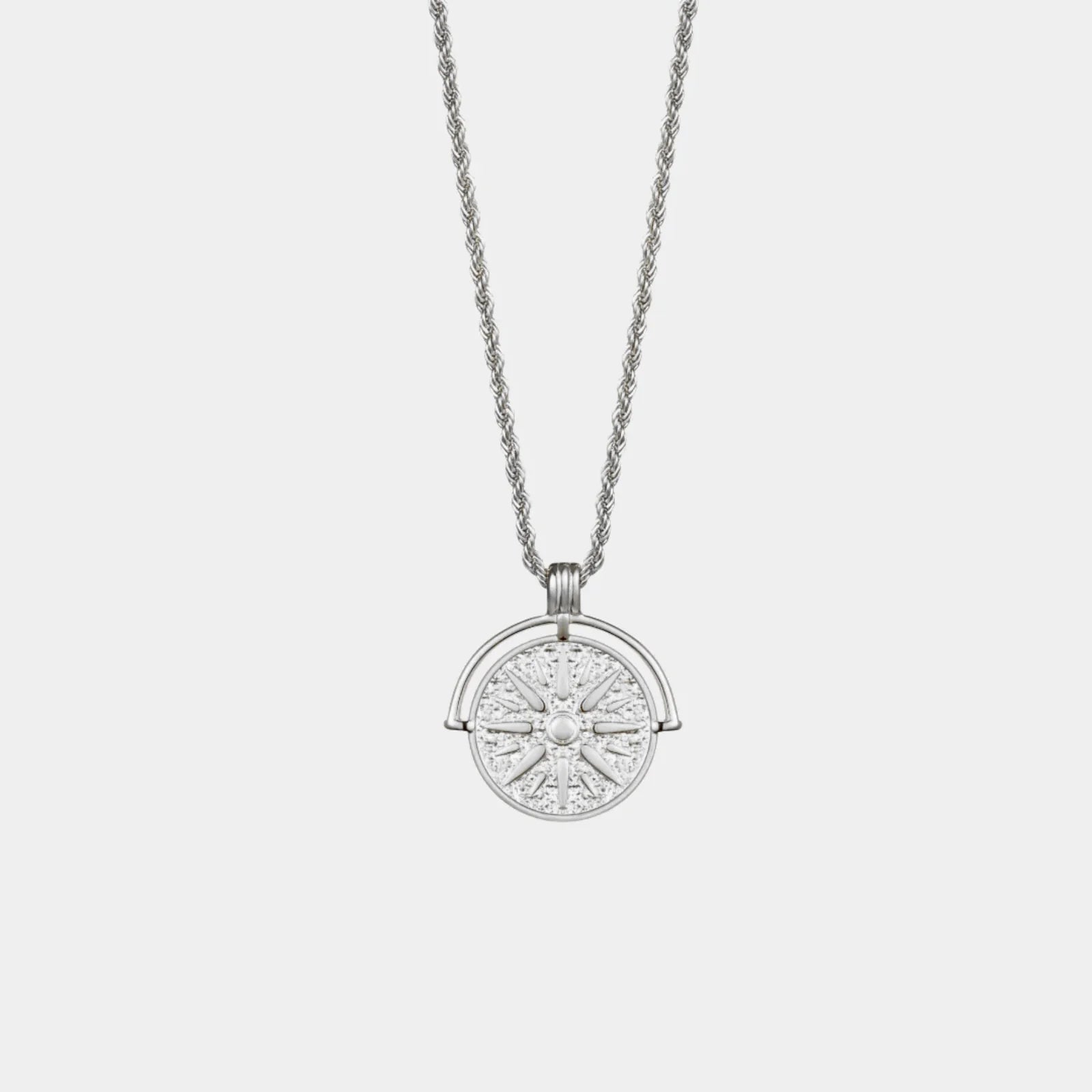 18K Gold Plated Sun Coin Pendant Rope Chain Necklace