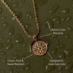 18K Gold Plated Sun Coin Pendant Rope Chain Necklace