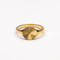 18K Gold Plated Sun Signet Ring Waterproof