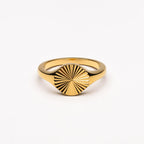 18K Gold Plated Sun Signet Ring Waterproof