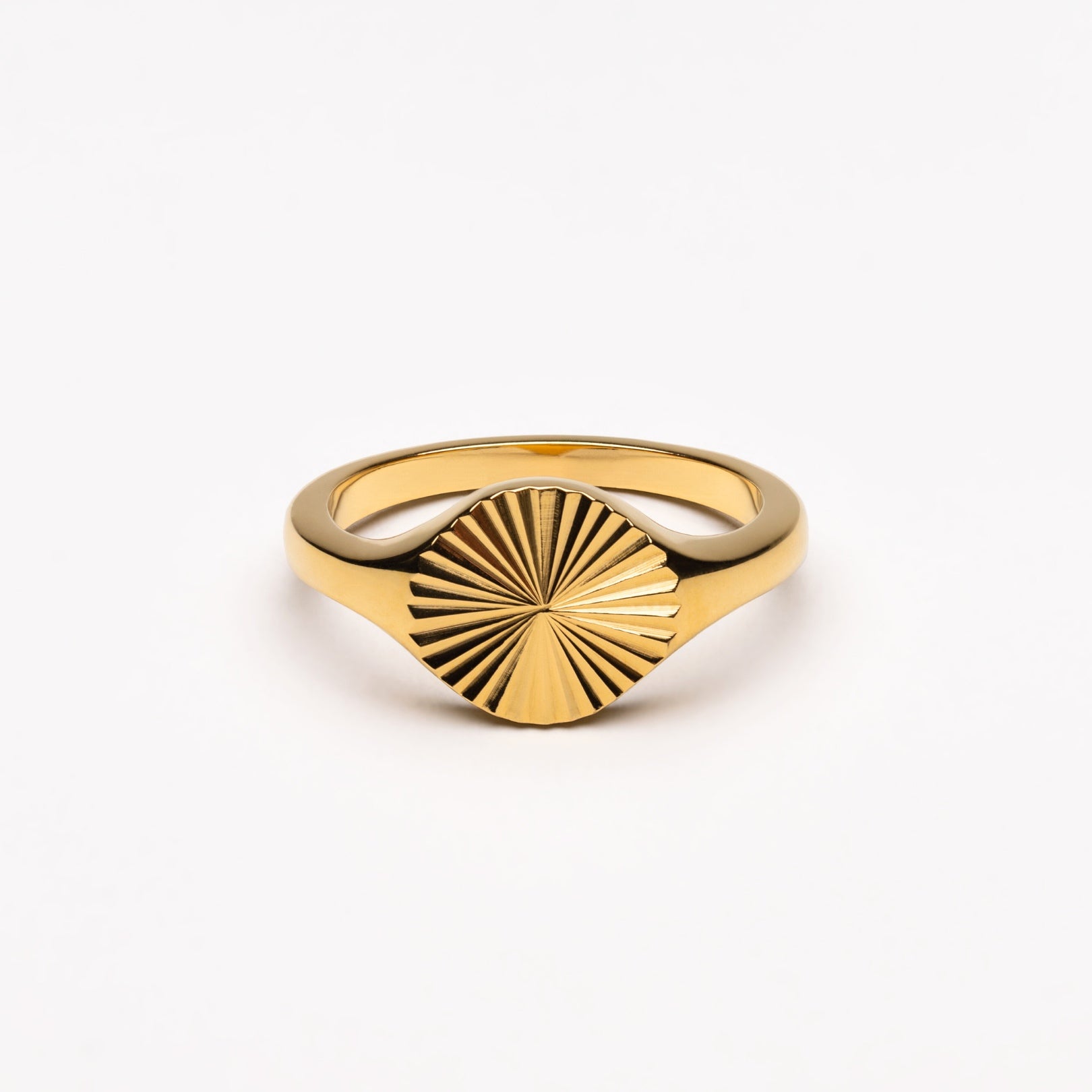 18K Gold Plated Sun Signet Ring Waterproof