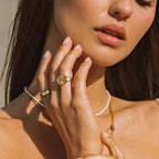 18K Gold Plated Golden Sun Signet Ring