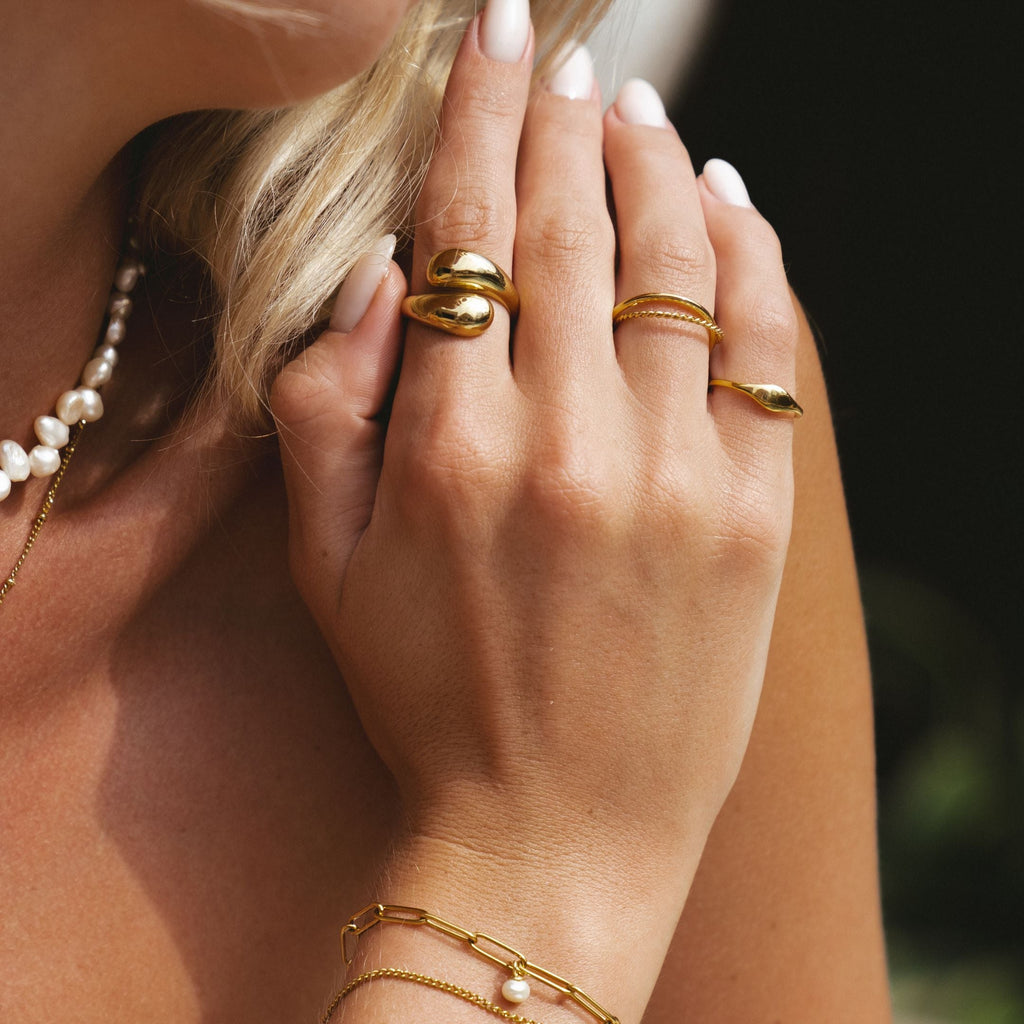 18K Gold Plated Double Twist Stacking Ring