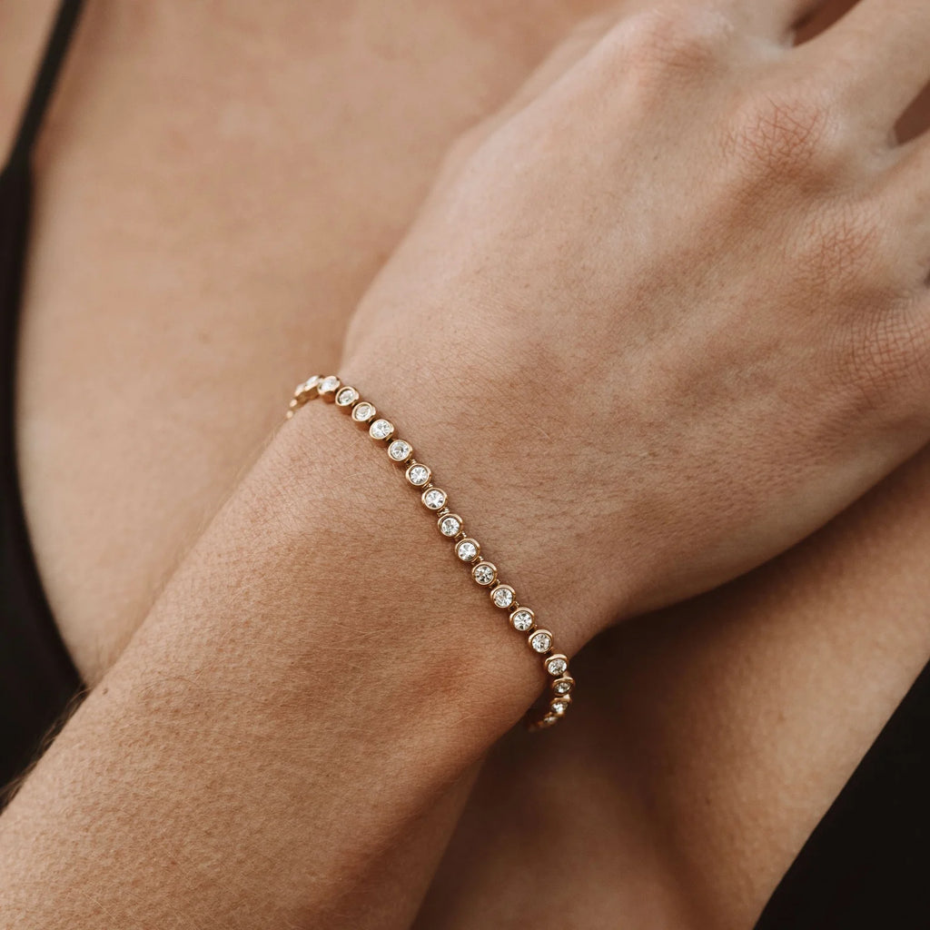18K Gold Plated Zirconia Tennis Bracelet Waterproof