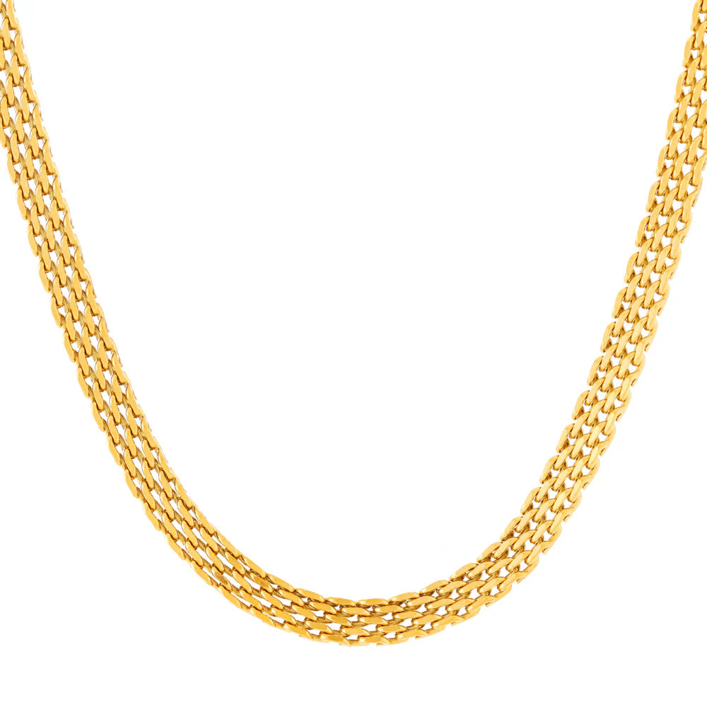 18K Gold Plated Wide Mesh Woven Choker Necklace Waterproof