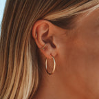 18K Gold Plated Thin Hoop Earrings Lightweight 2 Sizes