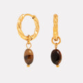 18K Gold Plated Tiger Eye Hoop Earrings