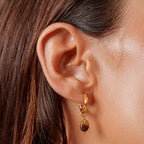 18K Gold Plated Tiger Eye Hoop Earrings