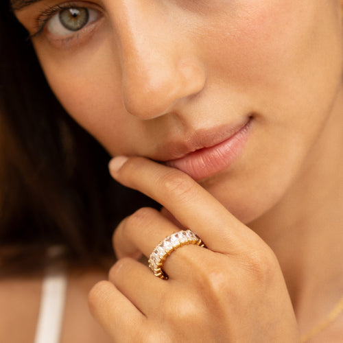 18K Gold Plated Eternity Zircon Full Band Ring