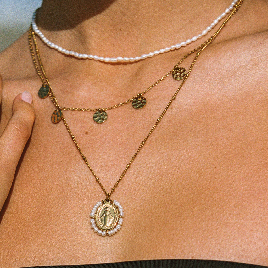 18K Gold Plated Tiny Freshwater Pearl Choker Necklace