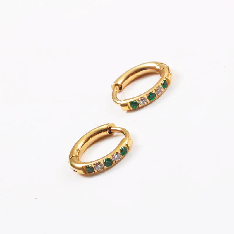 18K Gold Plated Green Crystal Oasis Hoop Earrings