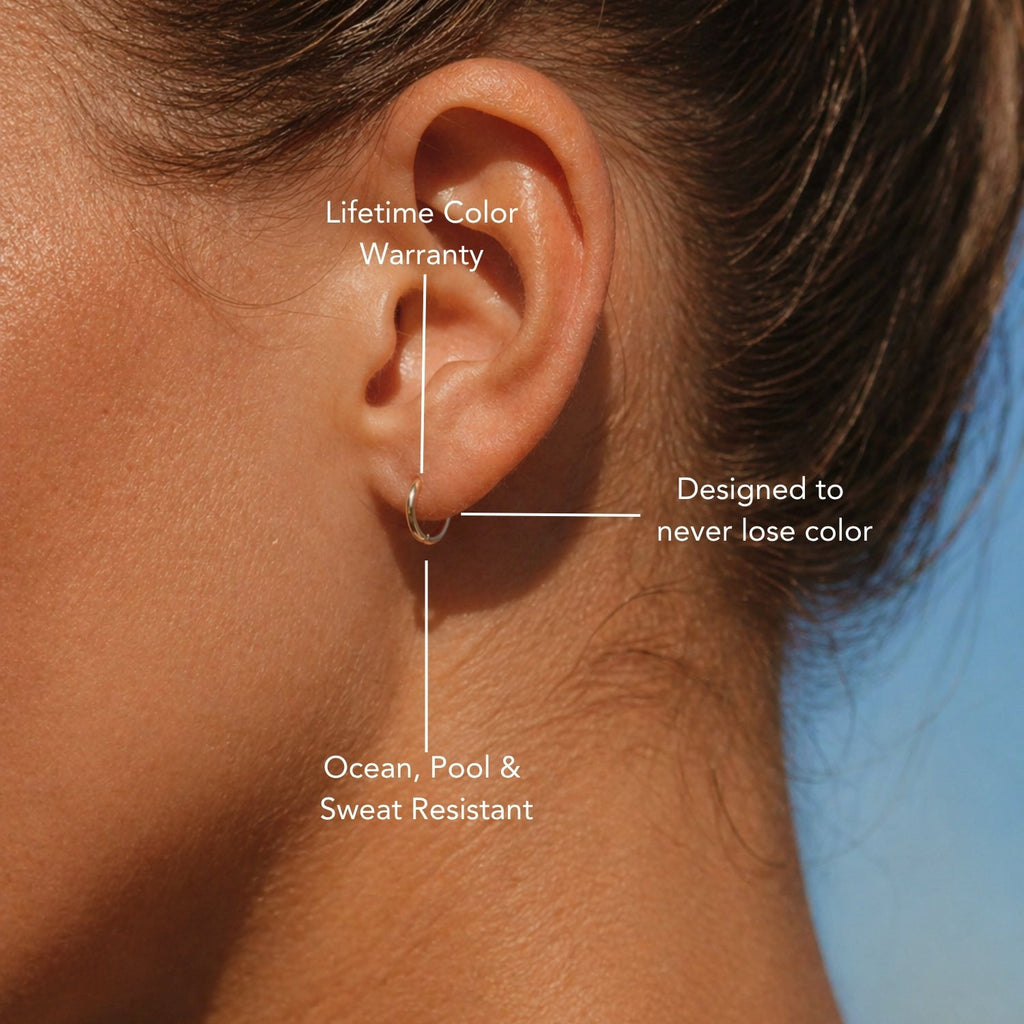 18K Gold Plated Tiny Huggie Hoop Earrings 3 Colors