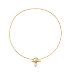 18K Gold Plated Freshwater Pearl Toggle Clasp Pendant Necklace