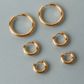 18K Gold Plated Thick Classic Hoop Earrings 4 Sizes