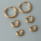 18K Gold Plated Thick Classic Hoop Earrings 4 Sizes