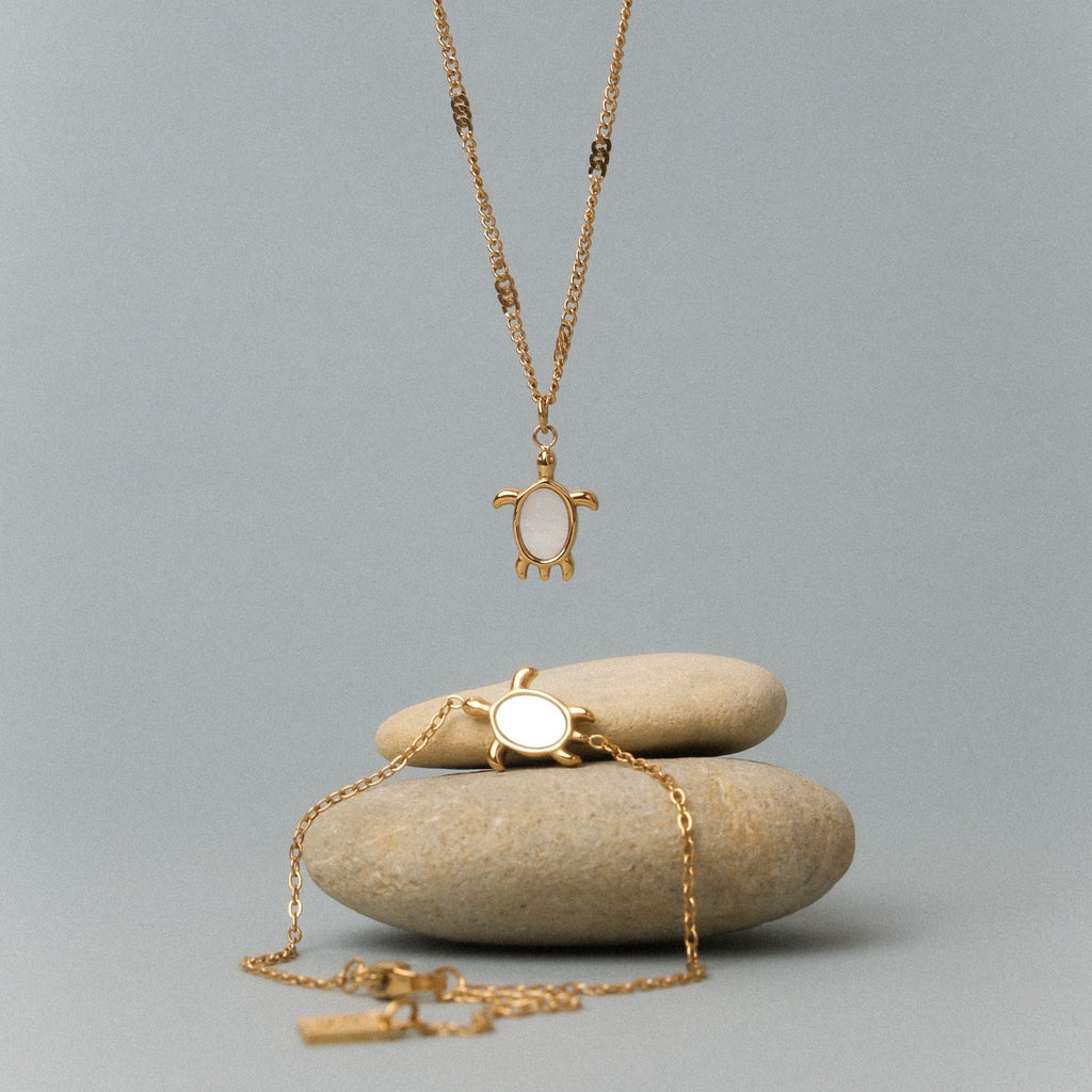Sea Turtle Necklace & Bracelet Bundle Set