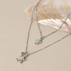18K Gold Plated Opal Sea Turtle Pendant Necklace Waterproof