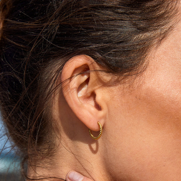 18K Gold Plated Twisted Hoop Earrings Lightweight