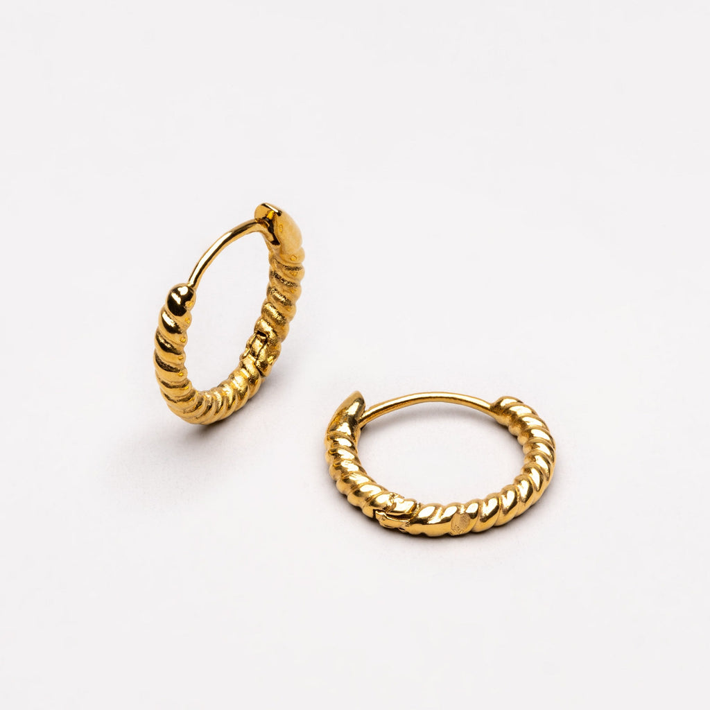 18K Gold Plated Twisted Hoop Earrings Lightweight