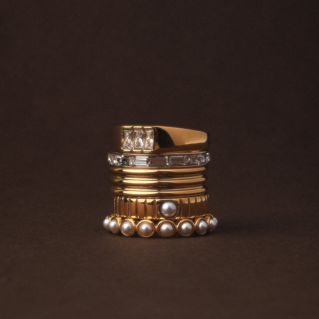 18K Gold Plated Elysia Baguette Zircon Eternity Ring