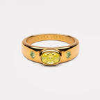 18K Gold Plated Green Stone Statement Ring by Lara Verne