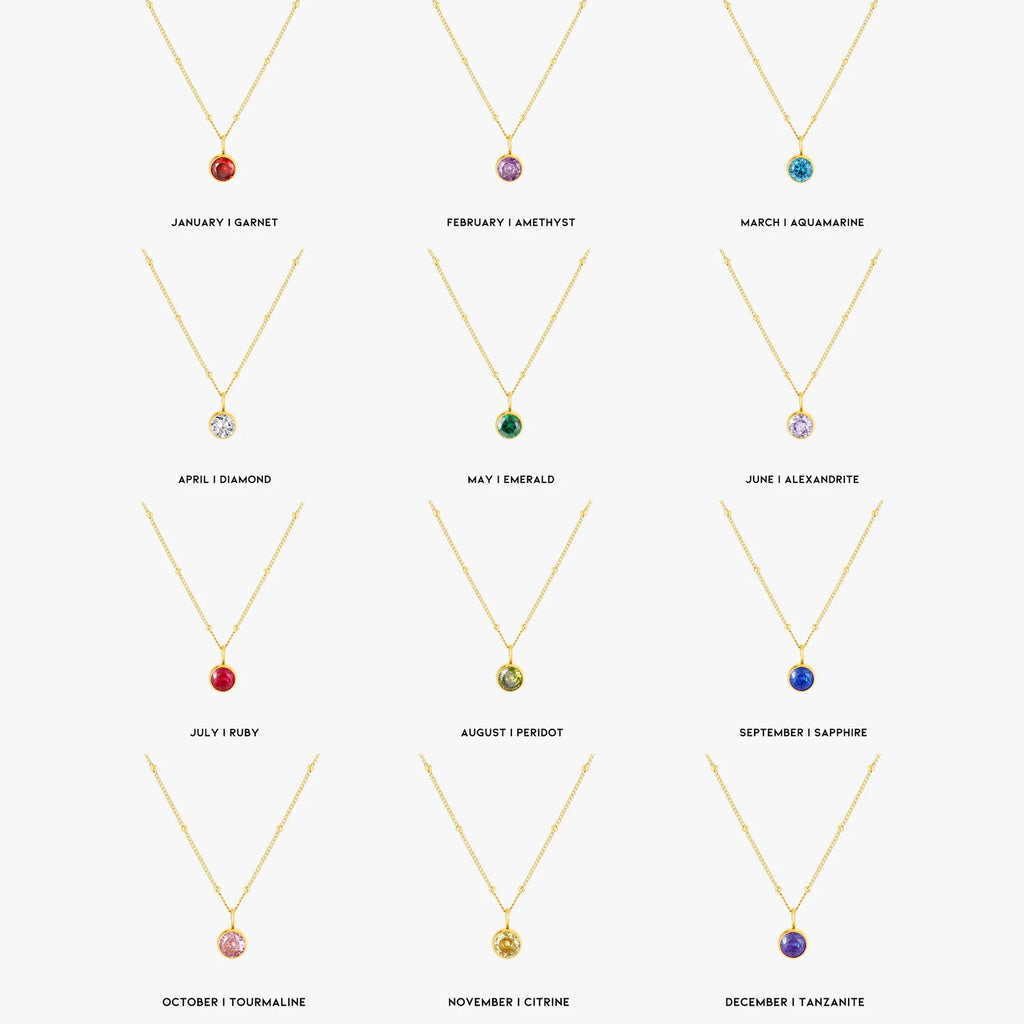 18K Gold Plated Birthstone Pendant Necklace