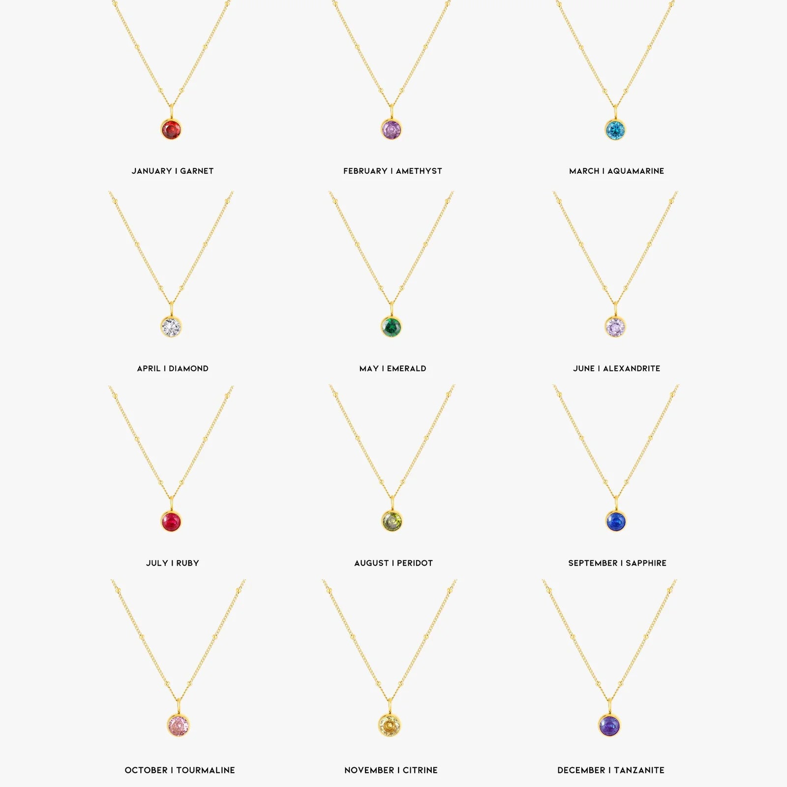 18K Gold Plated Birthstone Pendant Necklace