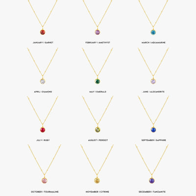 18K Gold Plated Birthstone Pendant Necklace