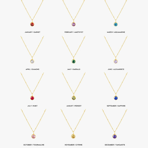 18K Gold Plated Birthstone Pendant Necklace