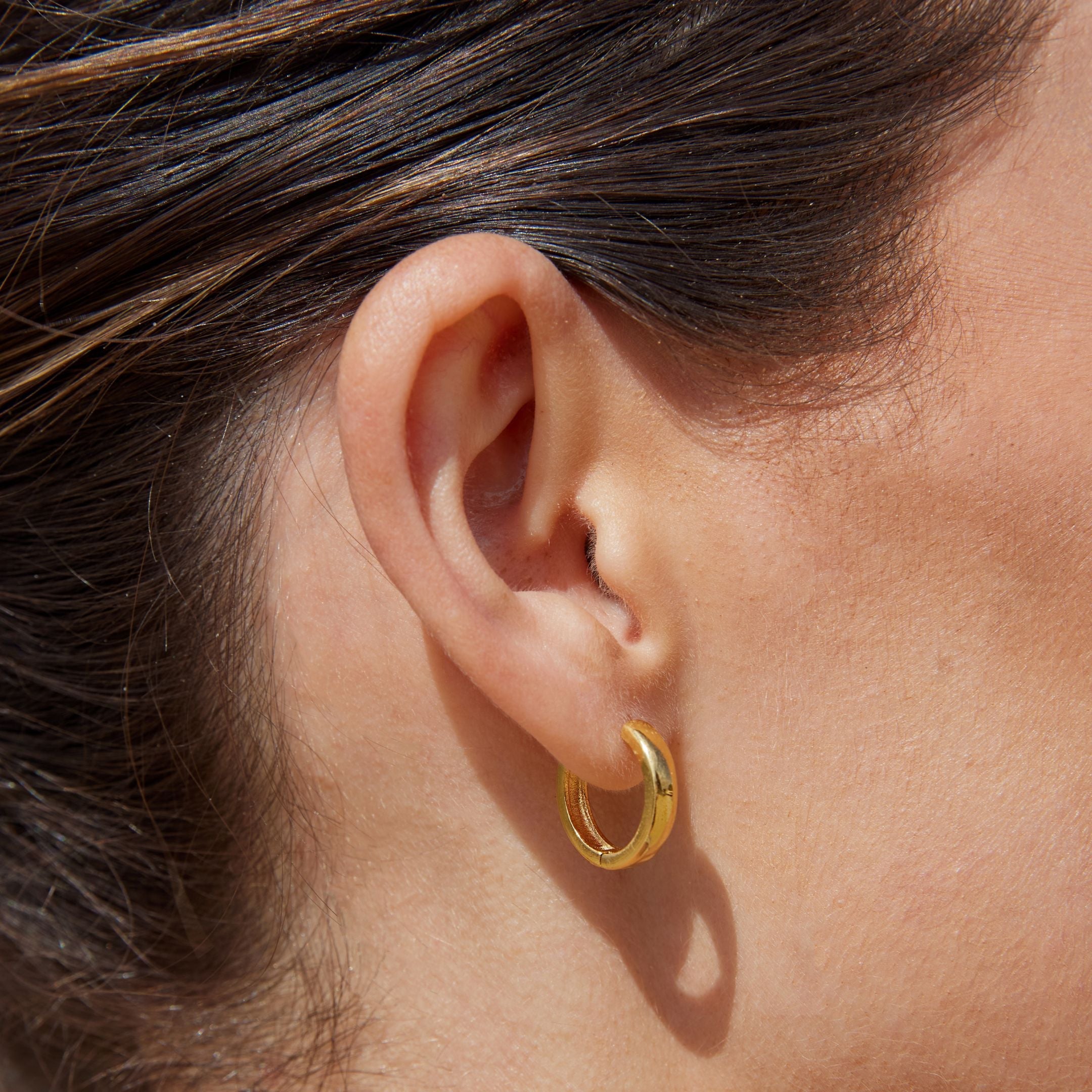 18K Gold Plated Bold Chunky Huggie Hoop Earrings
