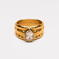 18K Gold Plated Odyssey Hammered White Zircon Ring