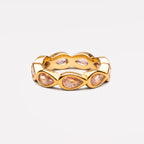 18K Gold Plated Peony Pink Zircon Band Ring