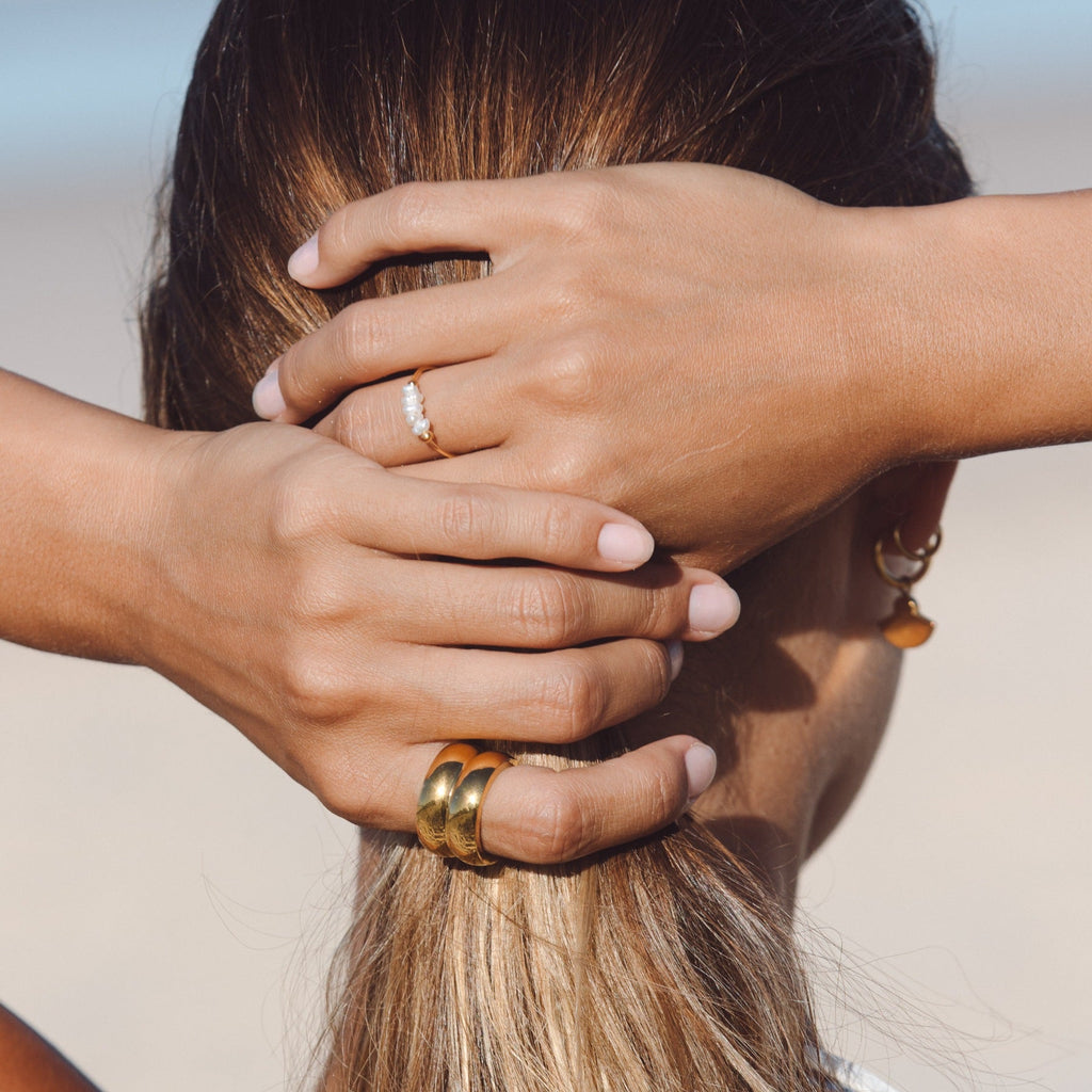 18K Gold Plated Mini Freshwater Pearl Ring 3 Colors