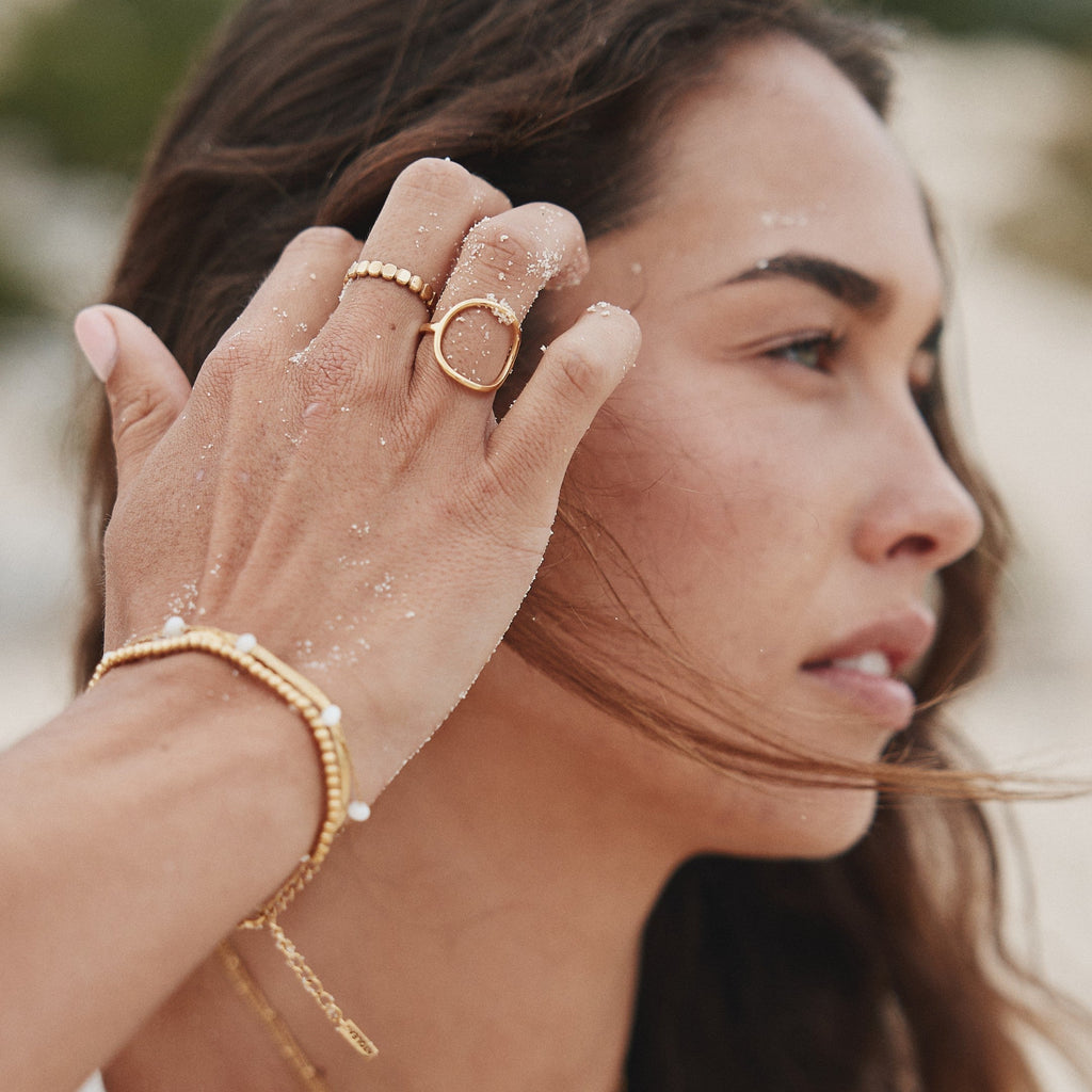 18K Gold Plated Bahia Oval Signet Ring Waterproof