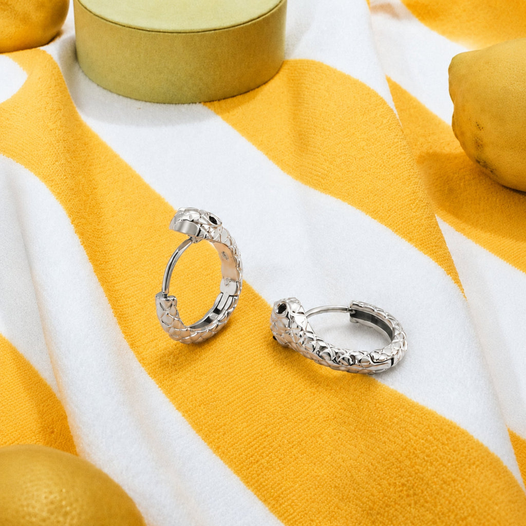 18K Gold Plated Snake Hoop Earrings