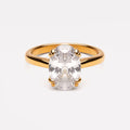 18K Gold Plated Oval Solitaire Zircon Ring