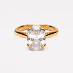 18K Gold Plated Oval Solitaire Zircon Ring