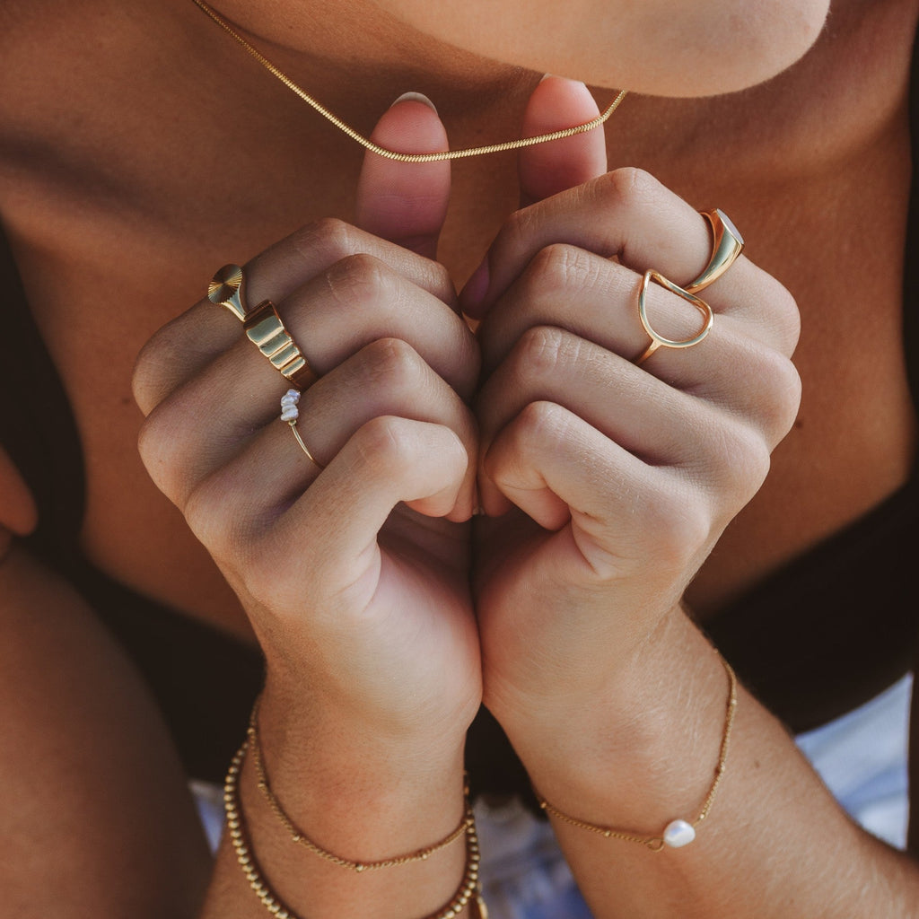 18K Gold Plated Bahia Oval Signet Ring Waterproof