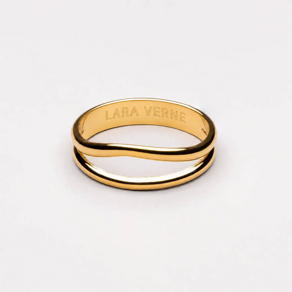 18K Gold Plated Breeze Double Band Ring Dainty