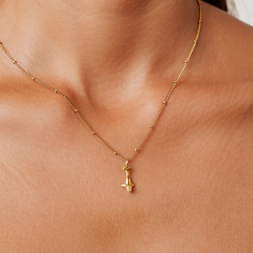18K Gold Plated Whale Pendant Necklace Waterproof