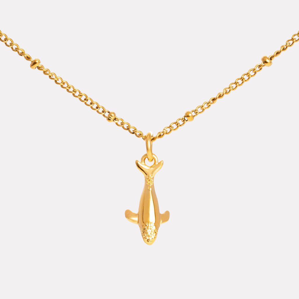 18K Gold Plated Whale Pendant Necklace Waterproof